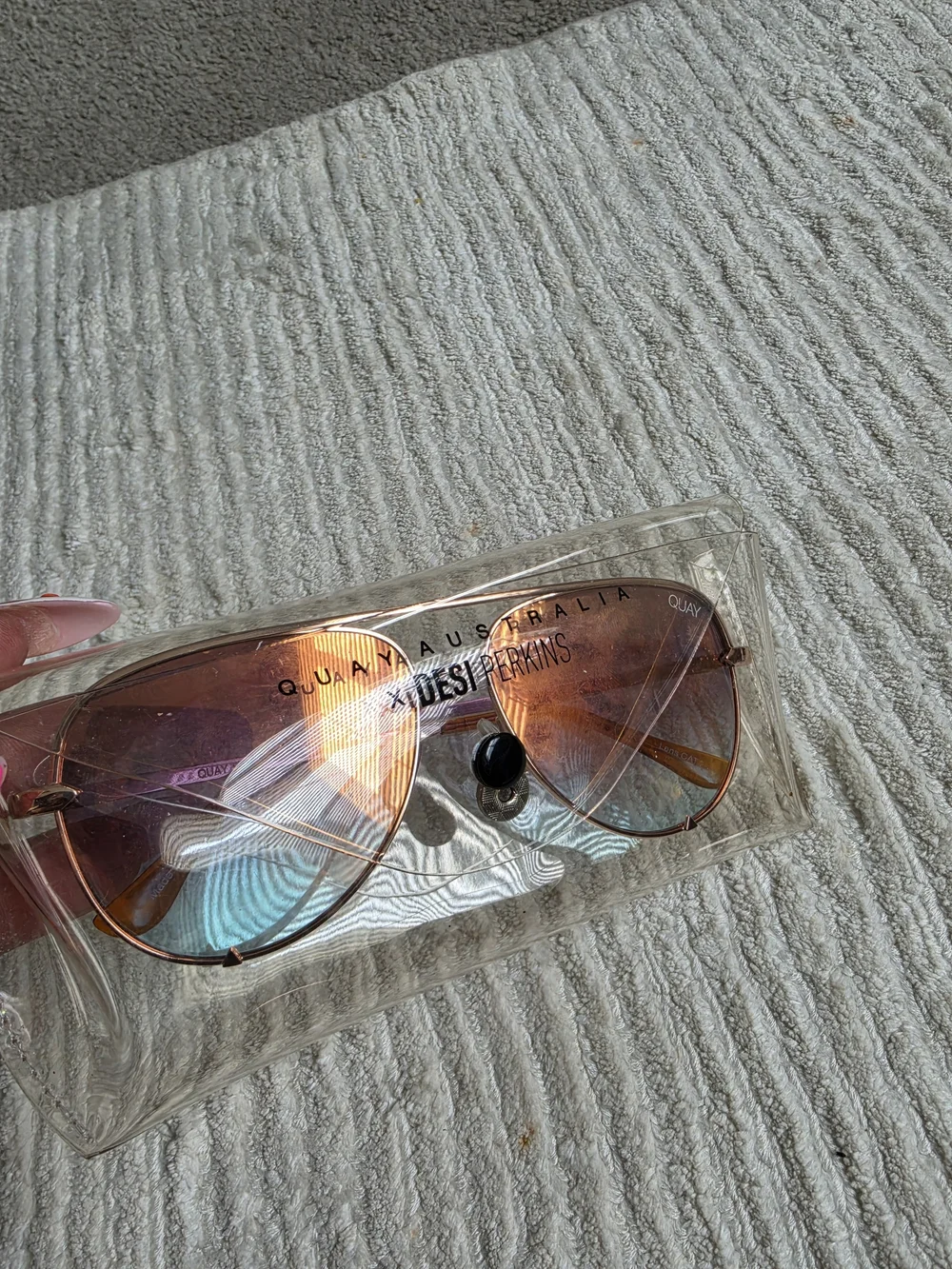 Quay Australia Rose-Gold Frame Sunglasses with Orange Lenses
